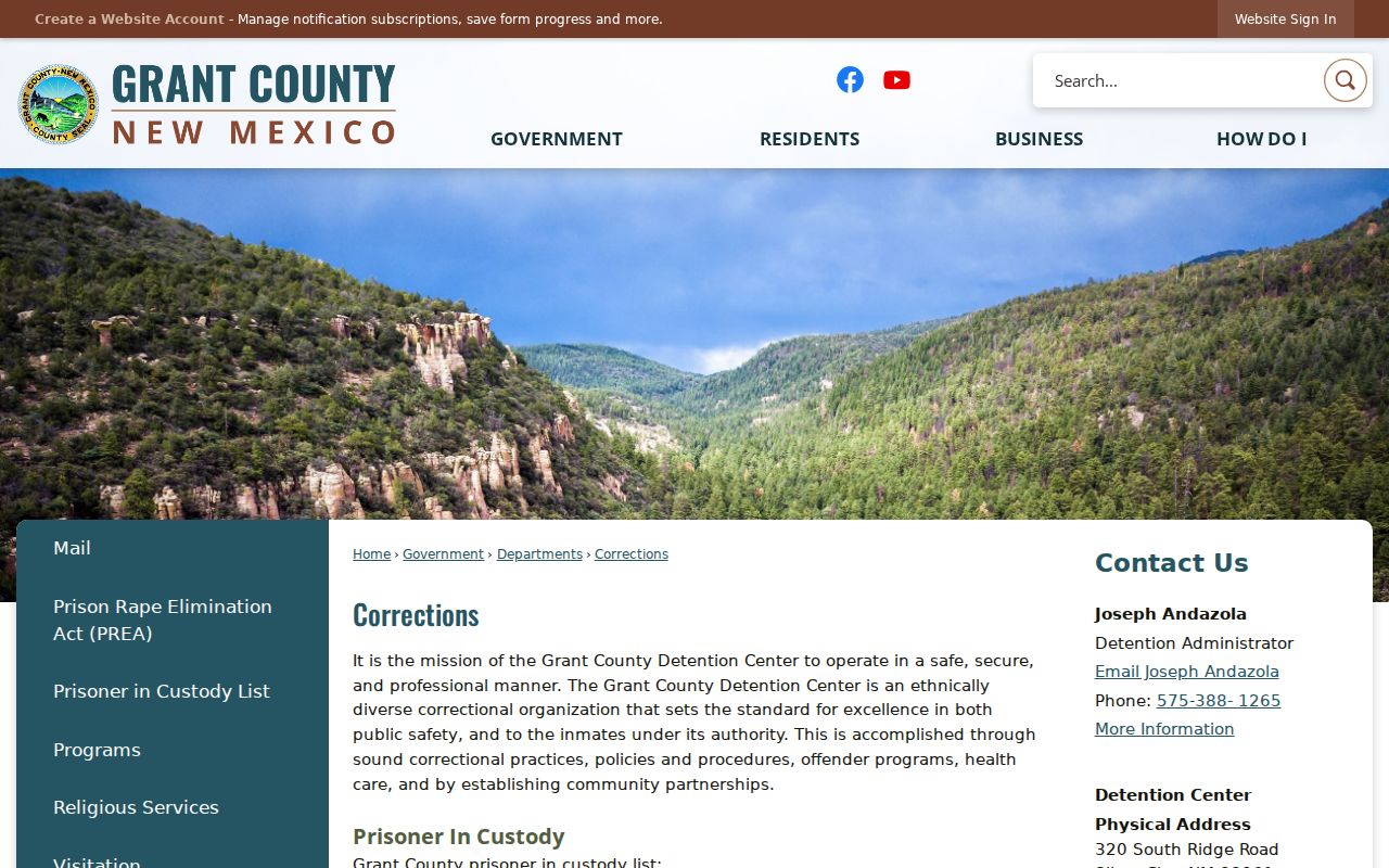 Grant County active warrant search corrections contact and custody link