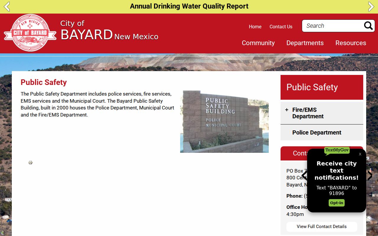 Grant County city court warrant shared Bayard police and municipal court building
